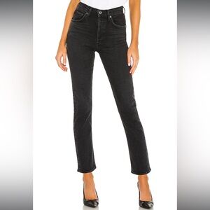 AGOLDE High Waisted Riley Crop Jeans Size 26 in Pepper Black